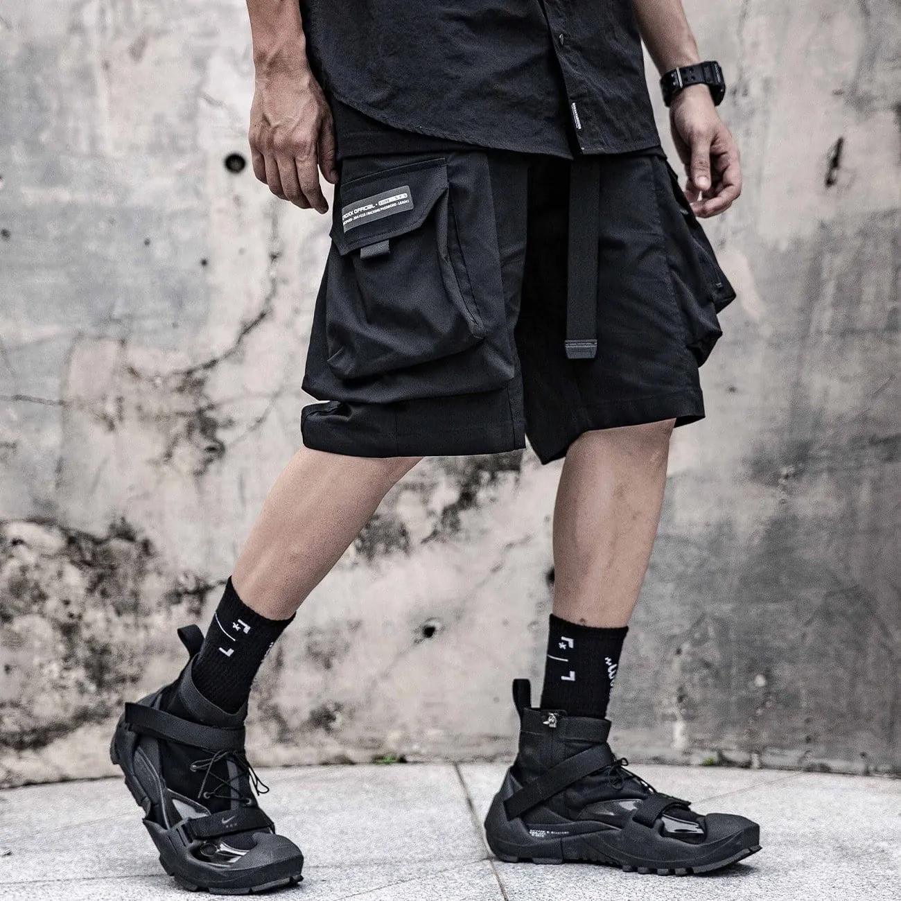 WLS Dark Functional Big Pockets Nylon Shorts