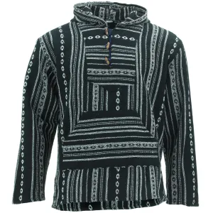 Woven Cotton Baja Hoodie - Black & White